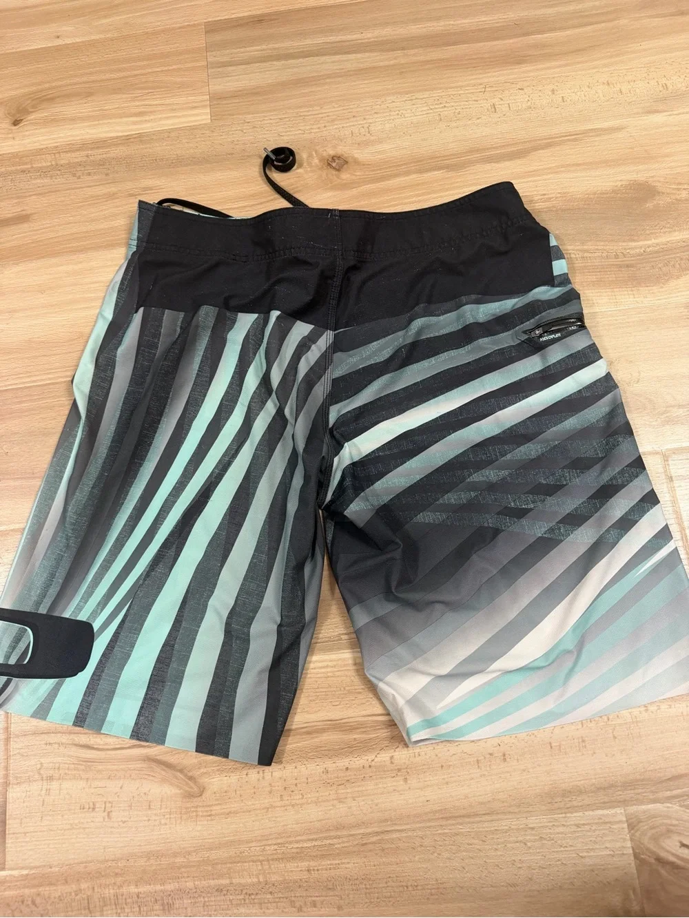 Oakley Black & Aqua Striped Board Shorts